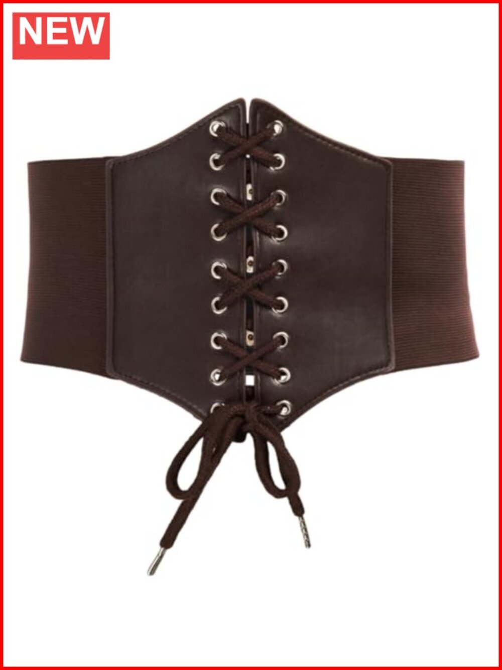 PU Leather Underbust Lace-Up Cinch Belt Elastic Waist Corset
